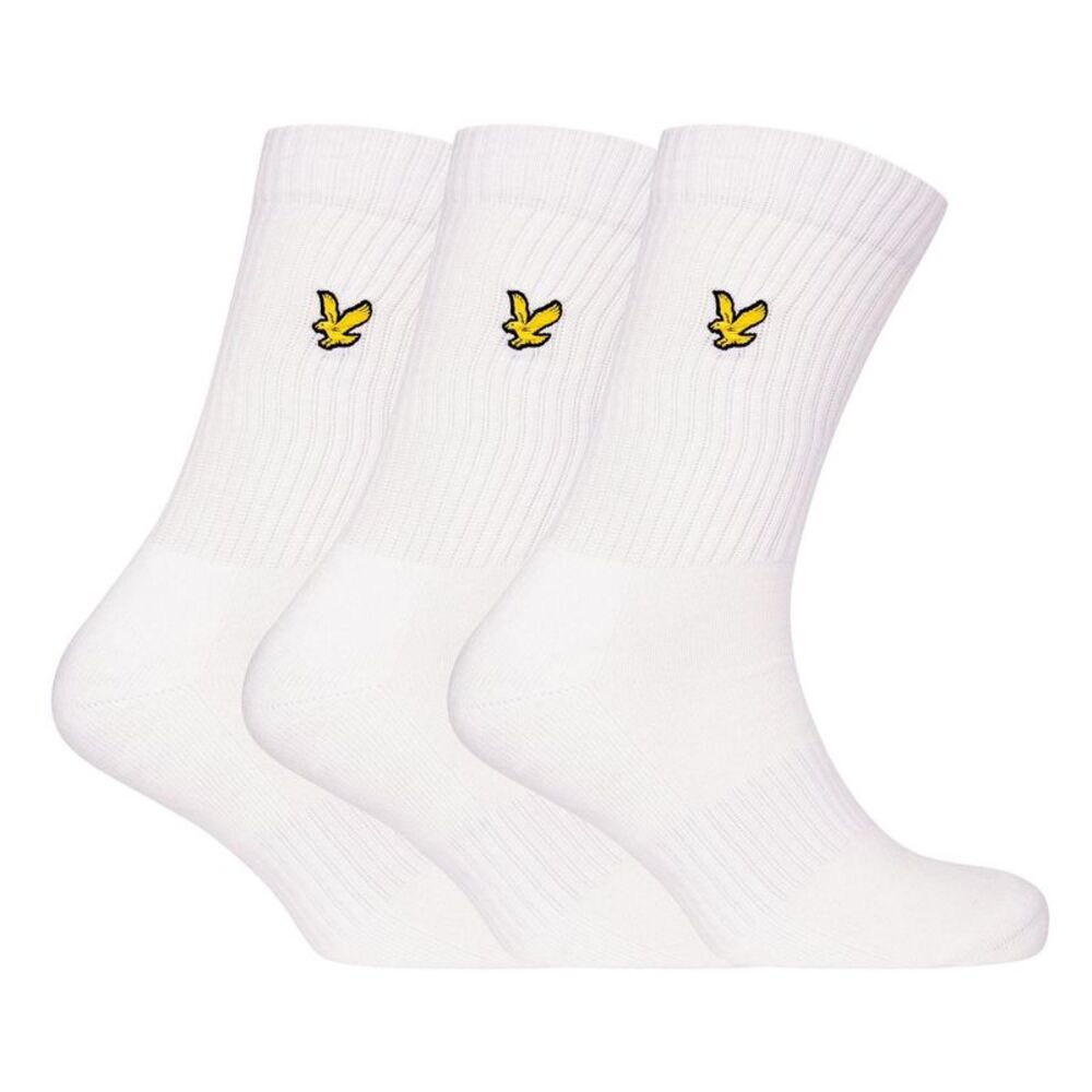 Lyle & Scott Mens Embroidered Logo Crew Socks (Pack of 3) / Bright White